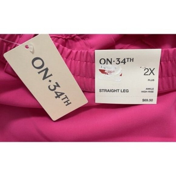 On 34th Solid Double-Weave Ankle Pants Fuchsia Purple Plus Size 2X NWT $69 - Picture 3 of 5